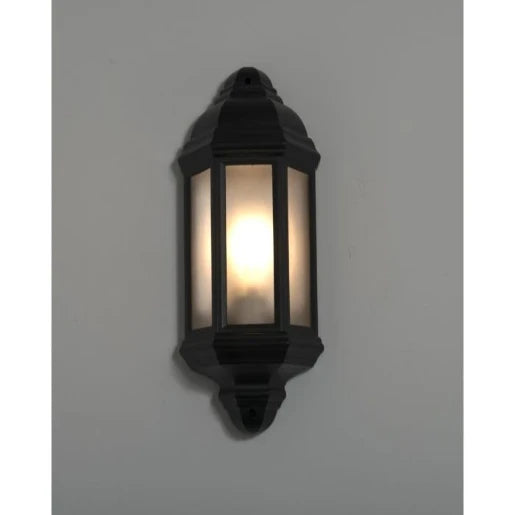 Wall Light Half Lantern 26W IP44 E27 NO Lamp Black