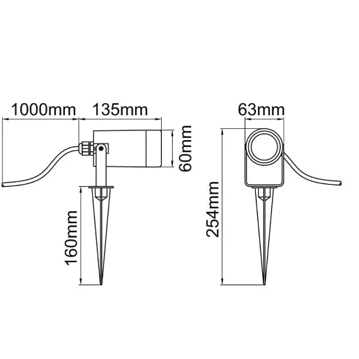 Spotlight Spike Single 35W IP44 GU10 NO Lamp Black