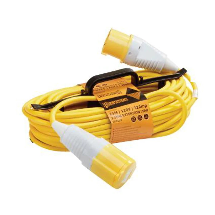 Site Lighting Extension Lead 16A 110V 2.5mm 25m Yellow