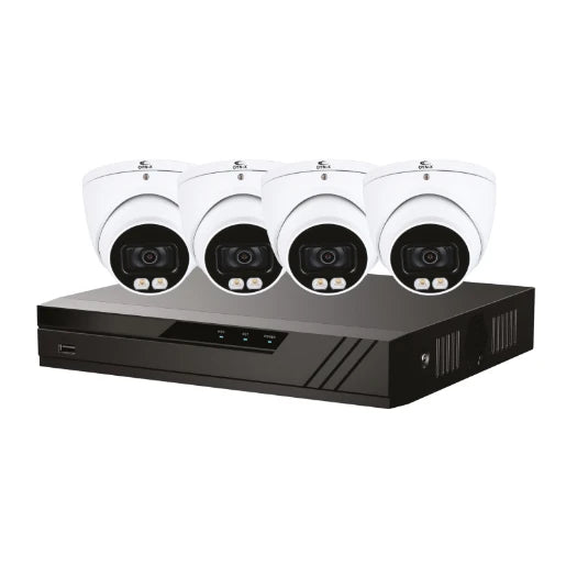 White Eagle 8 Channel DVR with 4 Fixed Lens Turrets Kit (Grey)