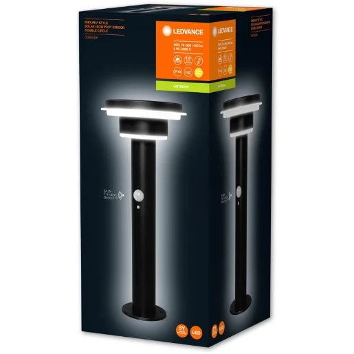 ENDURA® STYLE SOLAR DOUBLE CIRCLE Post Double Circle 40CM 6W BK
