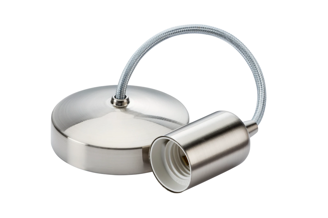 6" E27 Contemporary Pendant Set - Brushed Chrome