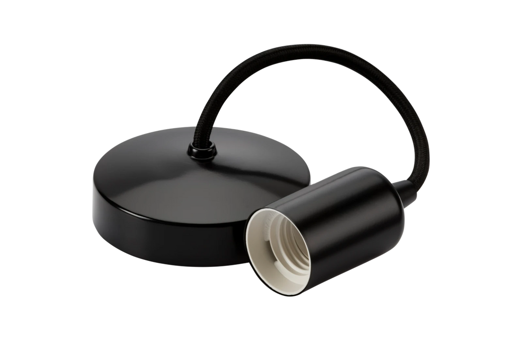 6" E27 Contemporary Pendant Set - Matt Black
