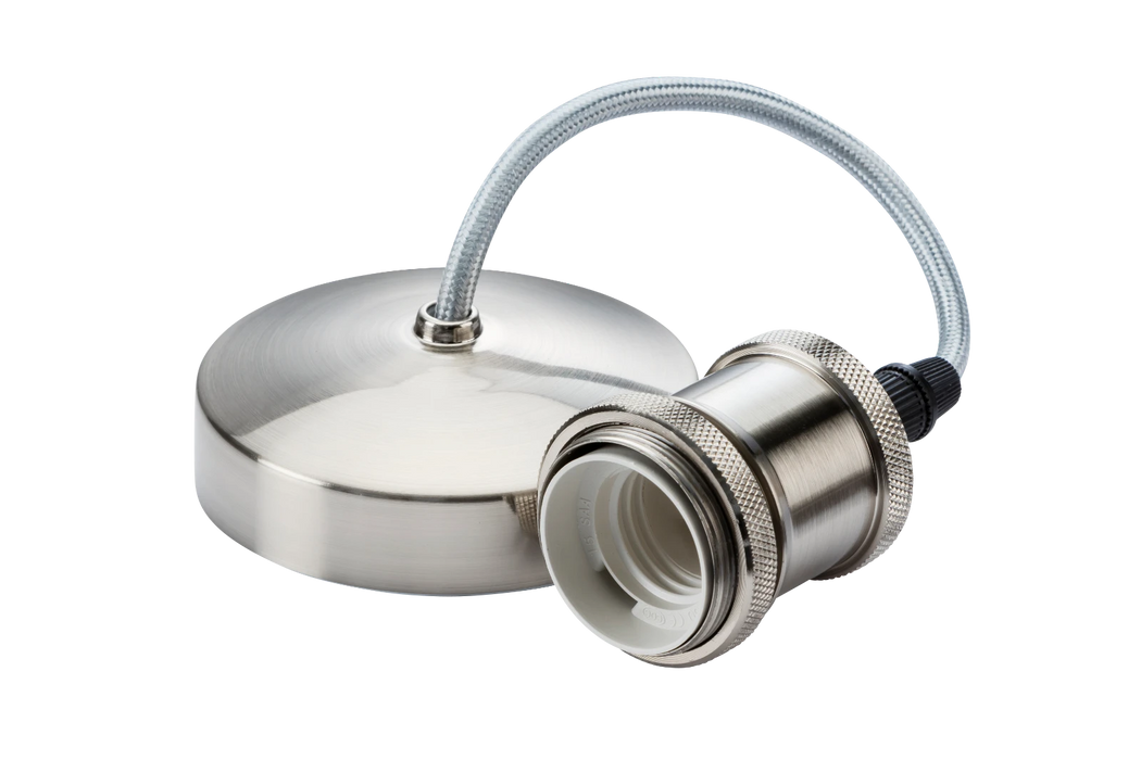 6" E27 Vintage Pendant Set - Brushed Chrome