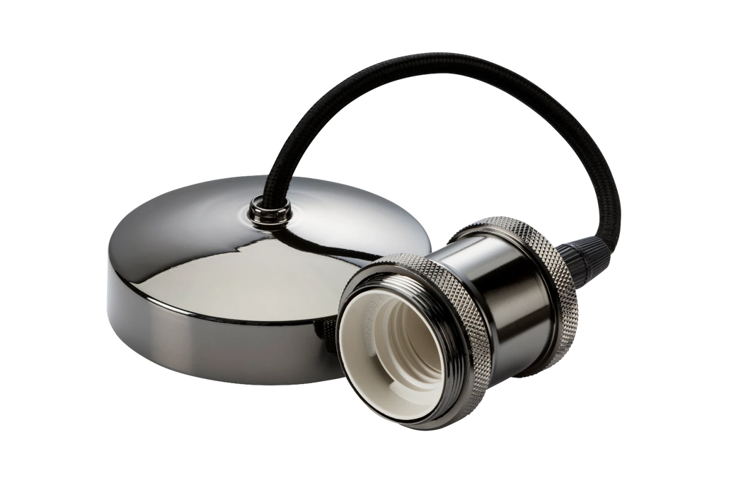 6" E27 Vintage Pendant Set - Black Nickel