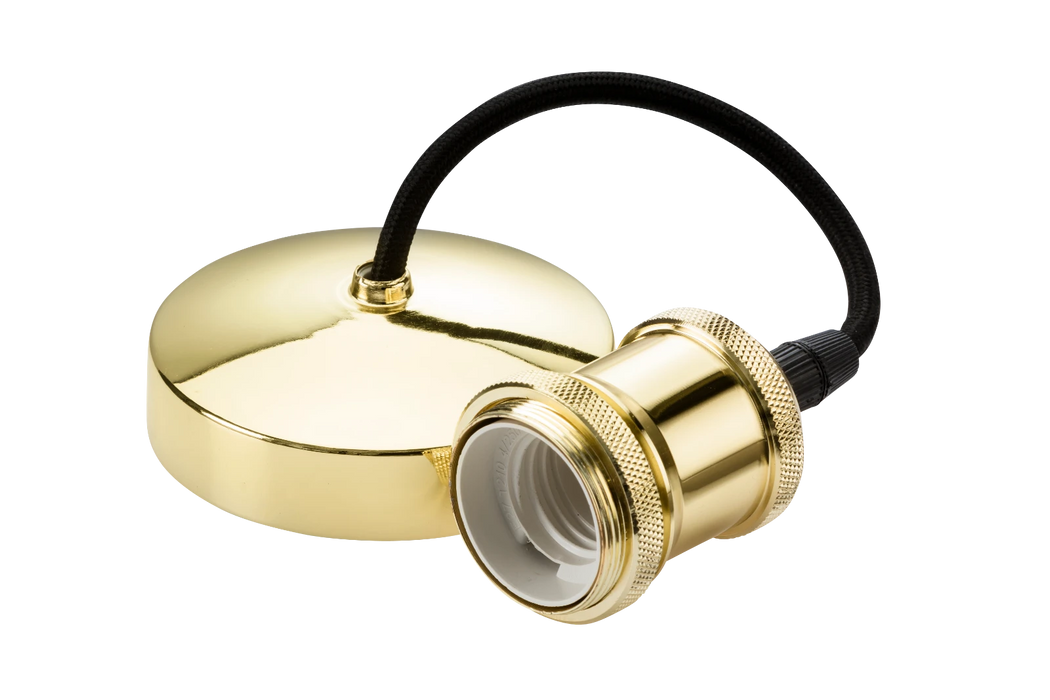 6" E27 Vintage Pendant Set - Polished Brass