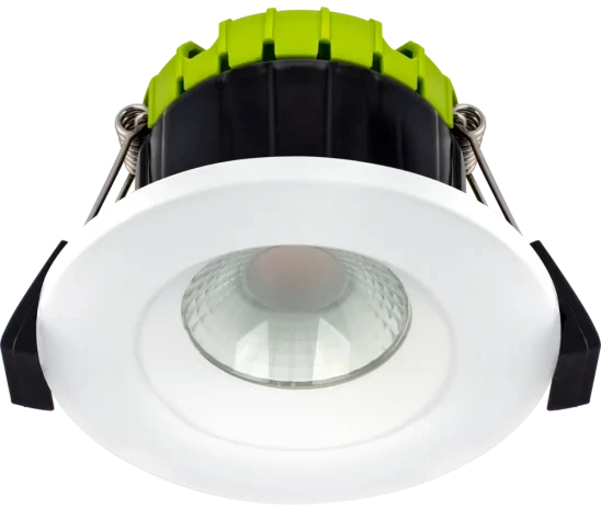 Ftype Compact Baffled 6W 600Lm Dimmable Fire Rated Downlight IP65 White Bezel Included 4000K