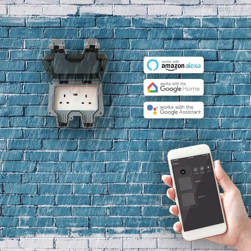 13A Smart WiFi Weatherproof Double Socket With USB