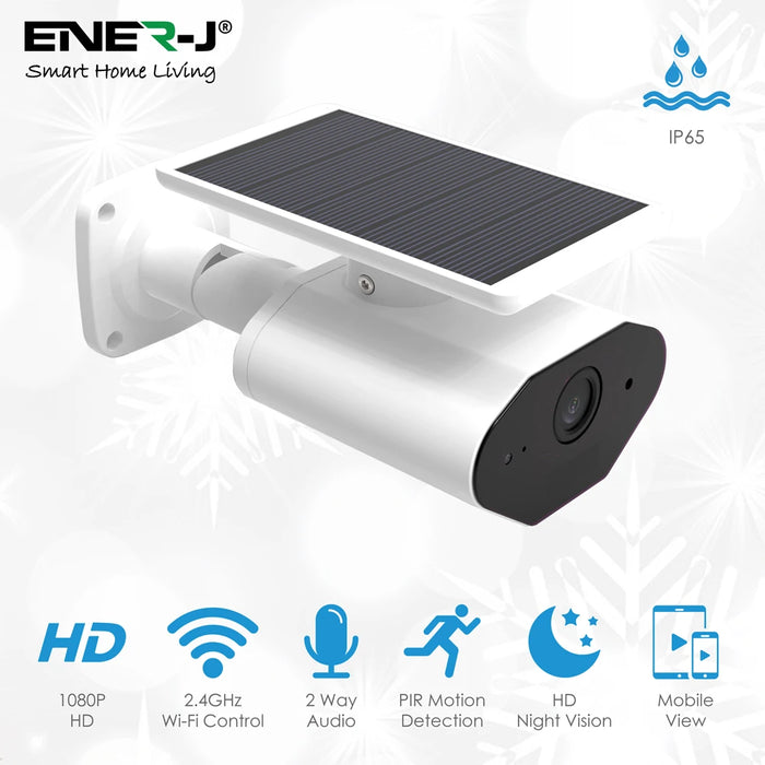 White Smart Solar Powered Wireless Outdoor IP Camera 1080P