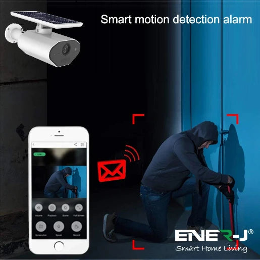 White Smart Solar Powered Wireless Outdoor IP Camera 1080P