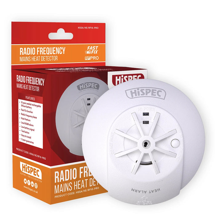 Radio Frequency Mains Heat Detector With 10 Yr Rechargeable Lithium Battery Backup Rf10-Pro