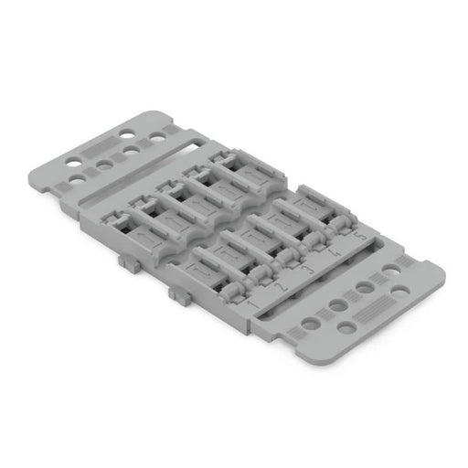 Mounting Carrier With Strain Relief 5-Way For Inline Splicing Connector With Lever For Screw Mounting Gray