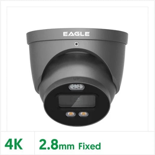Eagle 8MP/4K Fixed Lens Full-Colour Active Deterrence HDCVI IR Turret Camera (Grey)