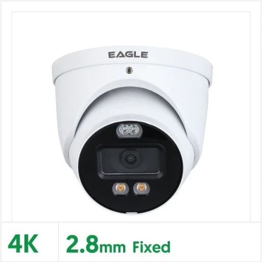 Eagle 8MP/4K Fixed Lens Full-Colour Active Deterrence HDCVI IR Turret Camera (White)