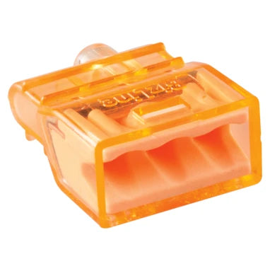 Christa'l Mini Push-in Wire Connector 3 Way 24A for upto 2.5mm Cables - Orange - Pack of 100