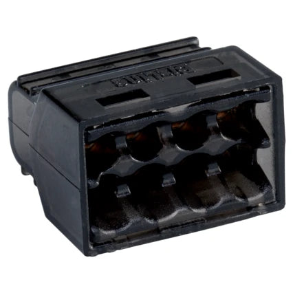 Christa'l Mini Push-in Wire Connector 8 Way 24A for upto 2.5mm Cables - Black - Pack of 100