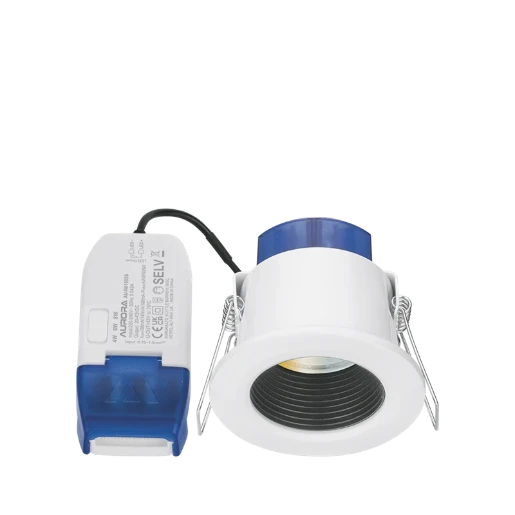 R6CWS Fixed 4-8W Colour & Wattage Switchable Baffled Fire Rated Downlight