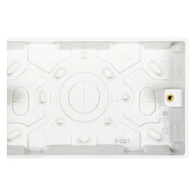White Slimline Curved 2 Gang 25Mm Surface Mounted Pattress Box