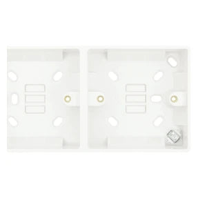 White Slimline Curved 2 x 1 Gang 25Mm Surface Mounted Pattress Box