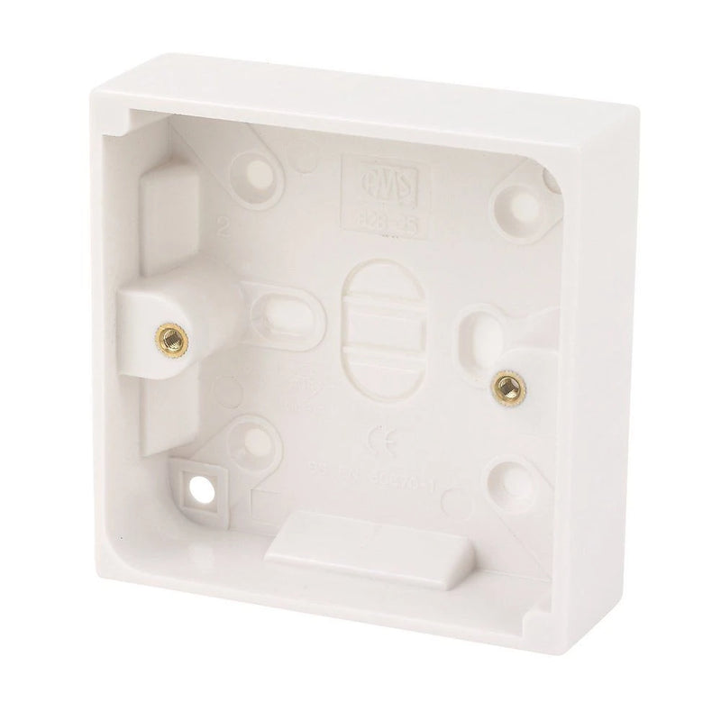 White Square Edge 2 Gang 25mm Surface Mounted Pattress