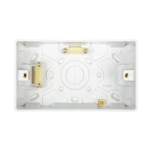 White Square Edge 2 Gang 47mm Surface Mounted Pattress