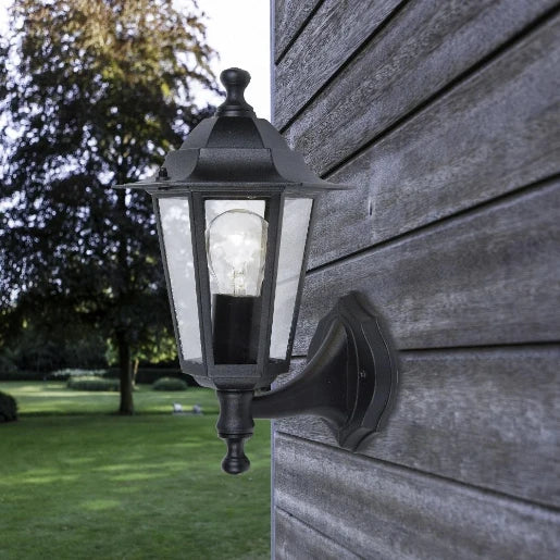 Black Outdoor Vintage Coach Up Lantern Wall Light