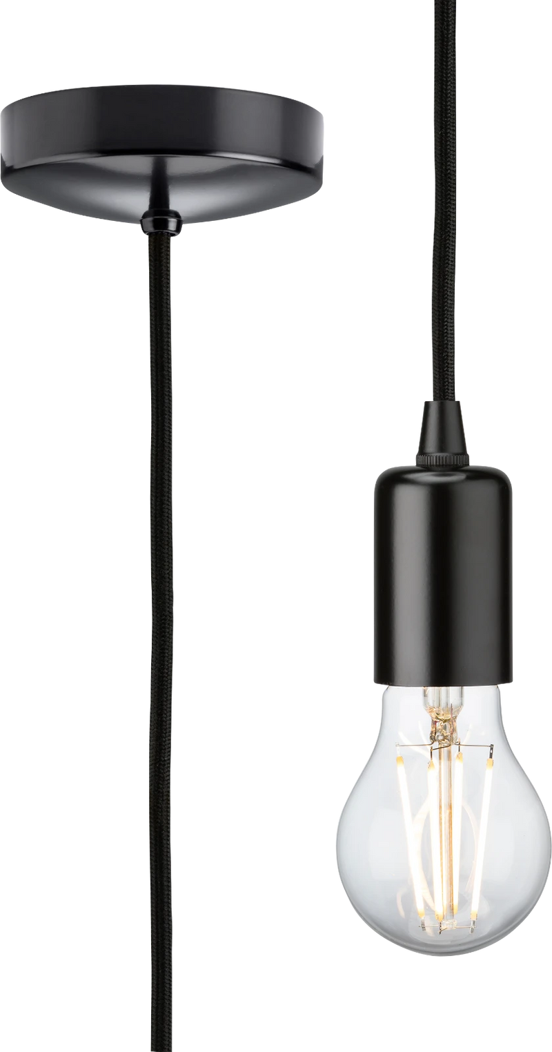 1.8m E27 Contemporary Pendant Set - Matt Black
