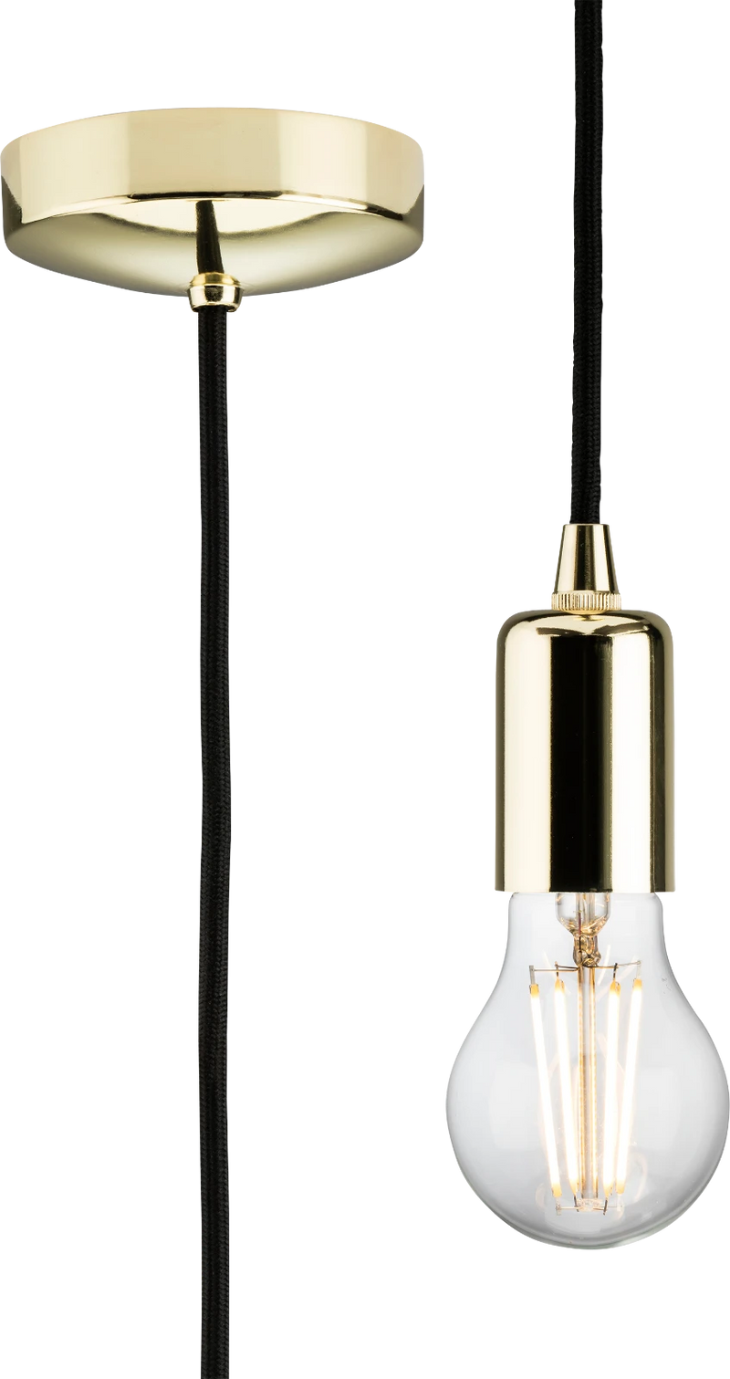 1.8m E27 Contemporary Pendant Set - Polished Brass
