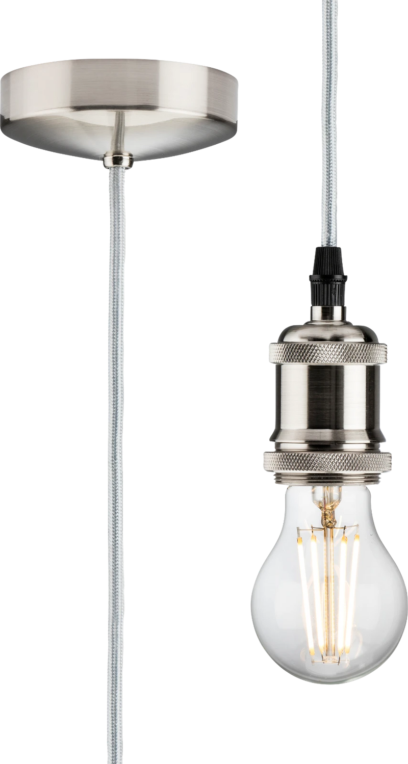 1.8m E27 Vintage Pendant Set - Brushed Chrome