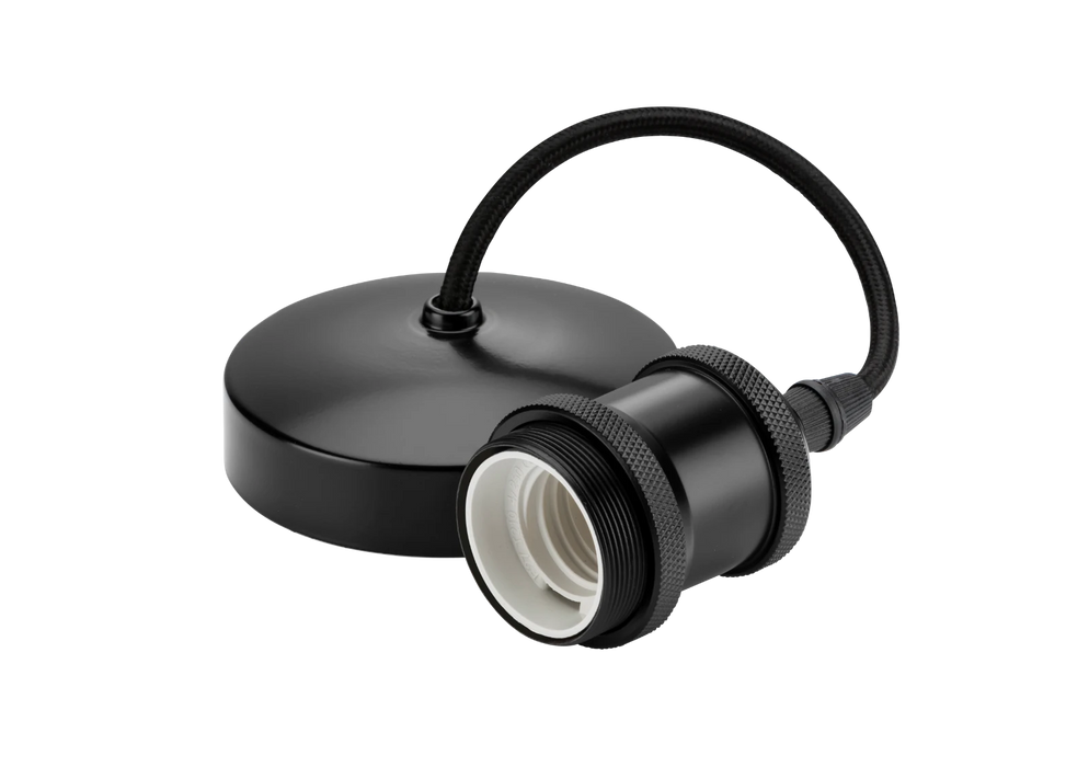 6" E27 Vintage Pendant Set - Matt Black