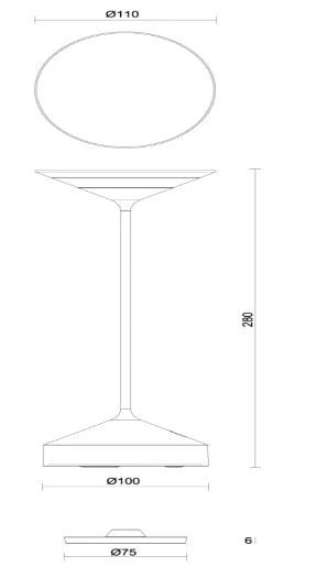 Round rechargeable lamp with charging base 2W IP54 3000K 168lm White
