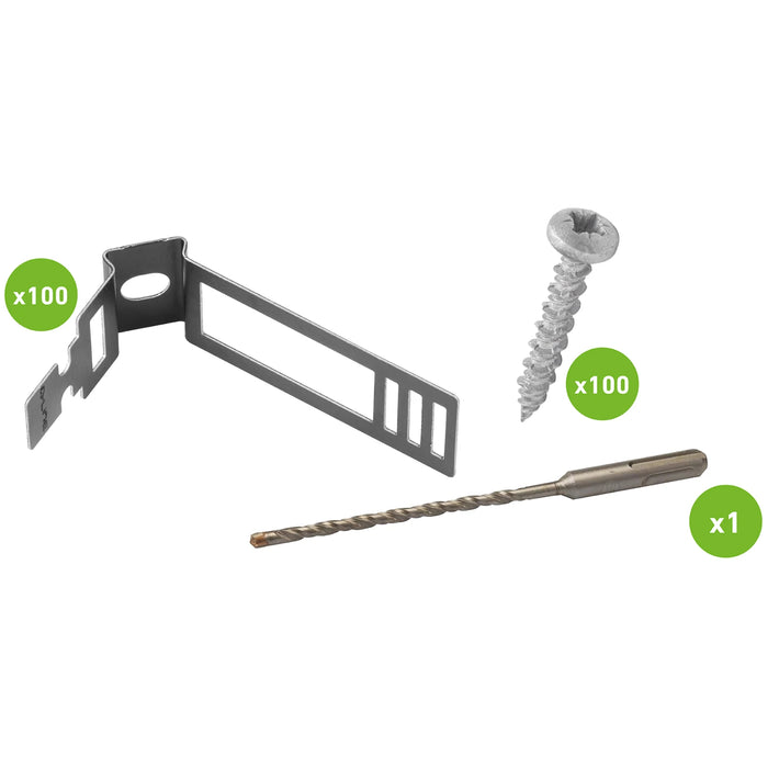 EV Fixing Kit - Box Of 100 16-21mm Clip + Fixing & 5mm SDS