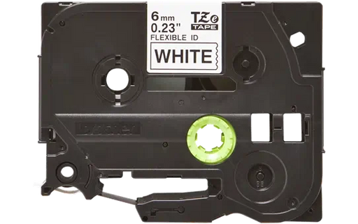 6Mm Black On White Flexible Id Laminated Tze Tape Cassette (8 Metres)