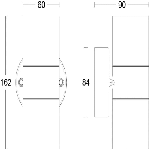 Twin Gu10 Anthracite Up/Down Wall Light 7W Led Max Ip44