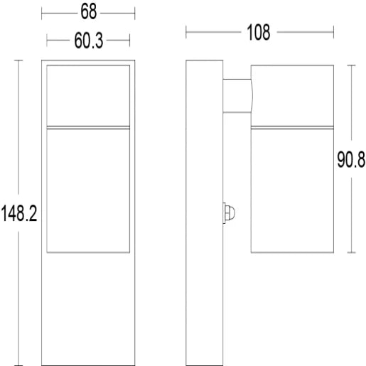 Gu10 Anthracite Downward Wall Light 7W Led Max Ip44