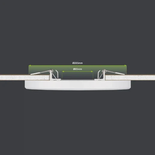 Skydisk Adjustable Fit TRIAC Dimmable 18w LED Downlight 1500Lm CCT Colour Switchable with White Trim Bezel