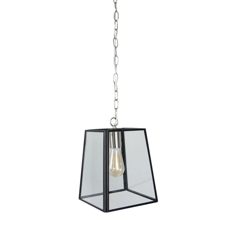 Arcos Square Glass E27 Hanging Lantern Black