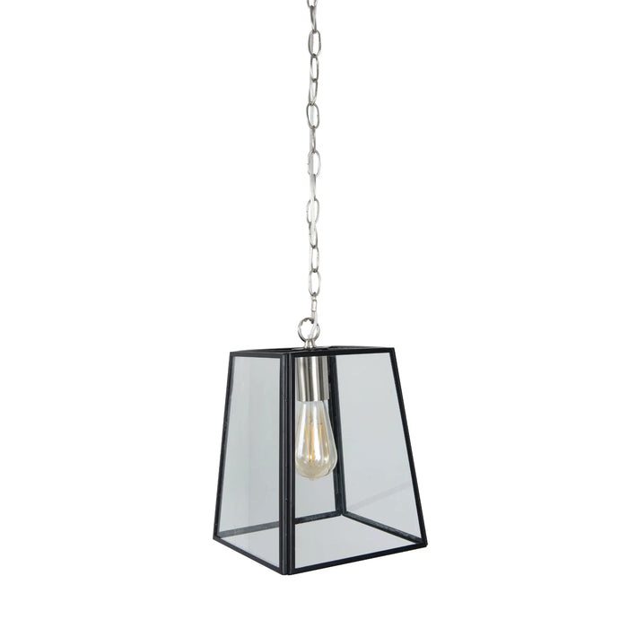 Arcos Square Glass E27 Hanging Lantern Black