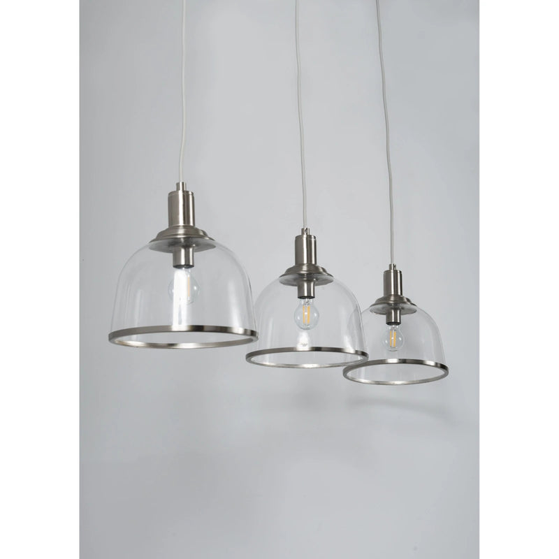 Vitoria 3 Light E14 Glass Pendant Satin Chrome