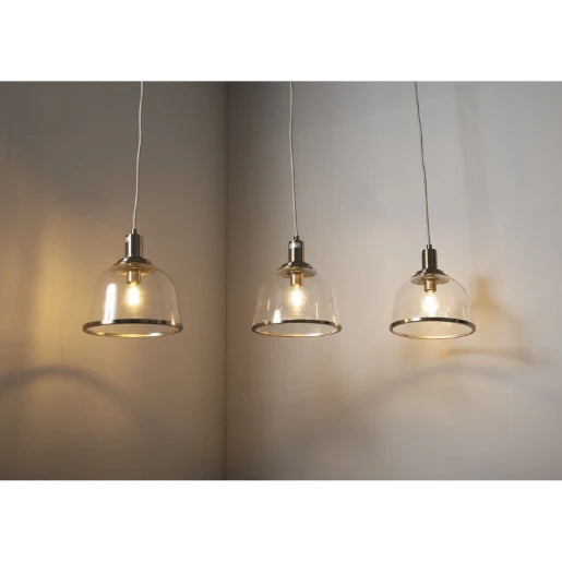 Vitoria 3 Light E14 Glass Pendant Satin Chrome
