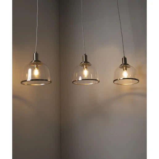 Vitoria 3 Light E14 Glass Pendant Satin Chrome