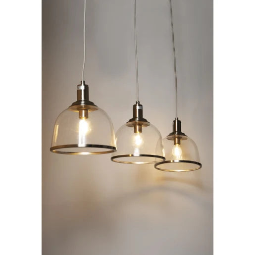 Vitoria 3 Light E14 Glass Pendant Satin Chrome