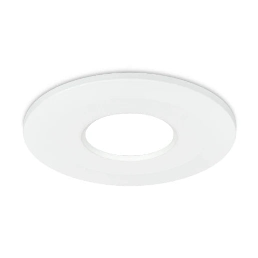 Conceals plasterboard damaged by previous downlights