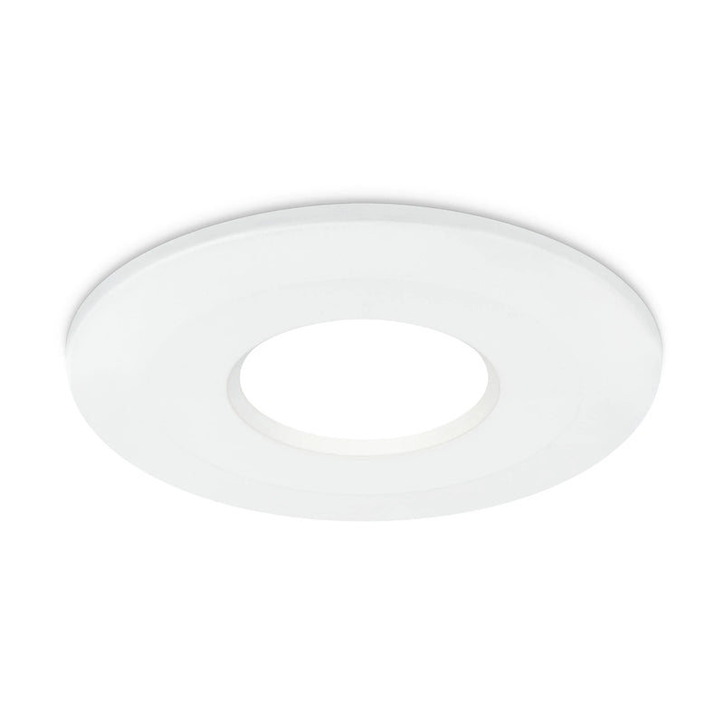 Conceals plasterboard damaged by previous downlights