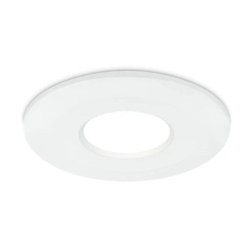 Conceals plasterboard damaged by previous downlights
