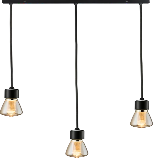 Calla 230V E27 Contemporary 3 Light Bar Pendant Matt Black