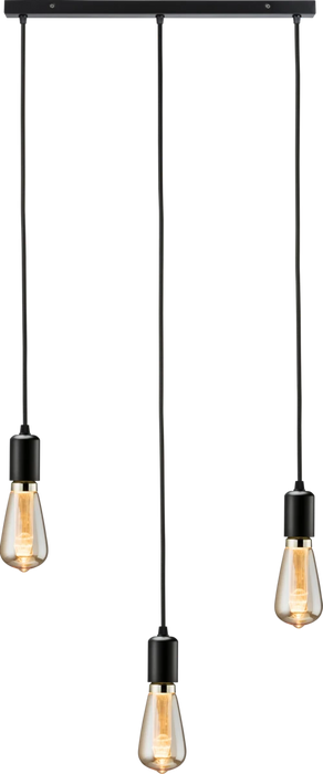 Calla 230V E27 Contemporary 3 Light Bar Pendant Matt Black