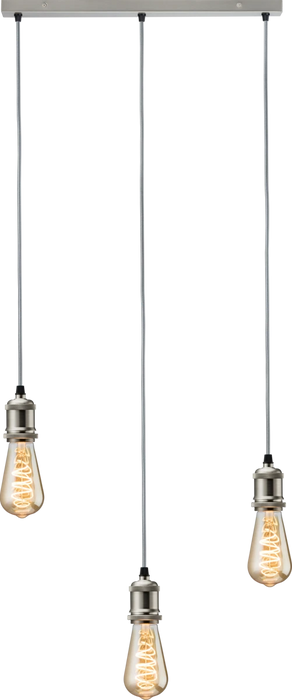 Calla 230V E27 Vintage 3 Light Bar Pendant Brushed Chrome