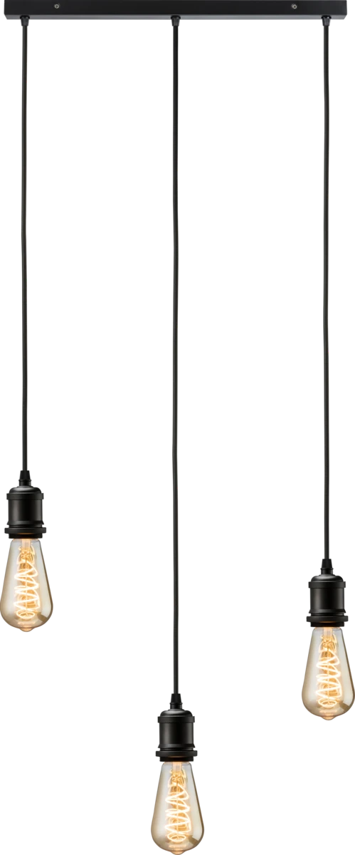 Calla 230V E27 Vintage 3 Light Bar Pendant Matt Black