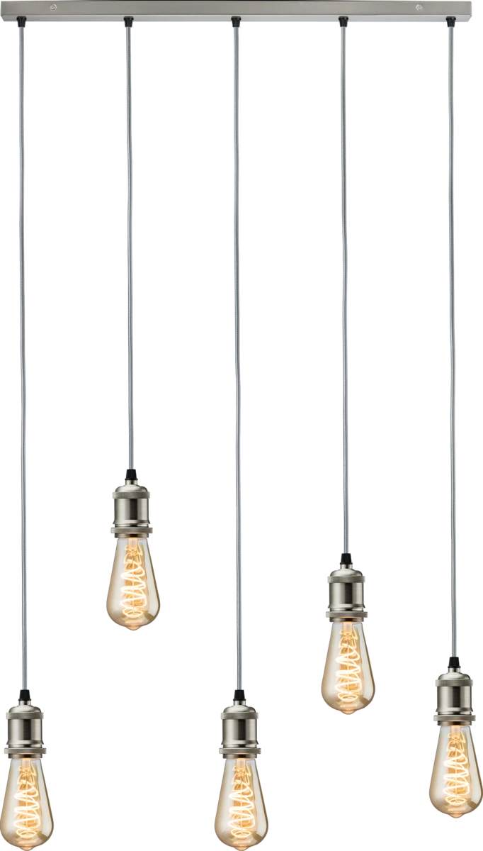 Calla 230V E27 Vintage 5 Light Bar Pendant Brushed Chrome